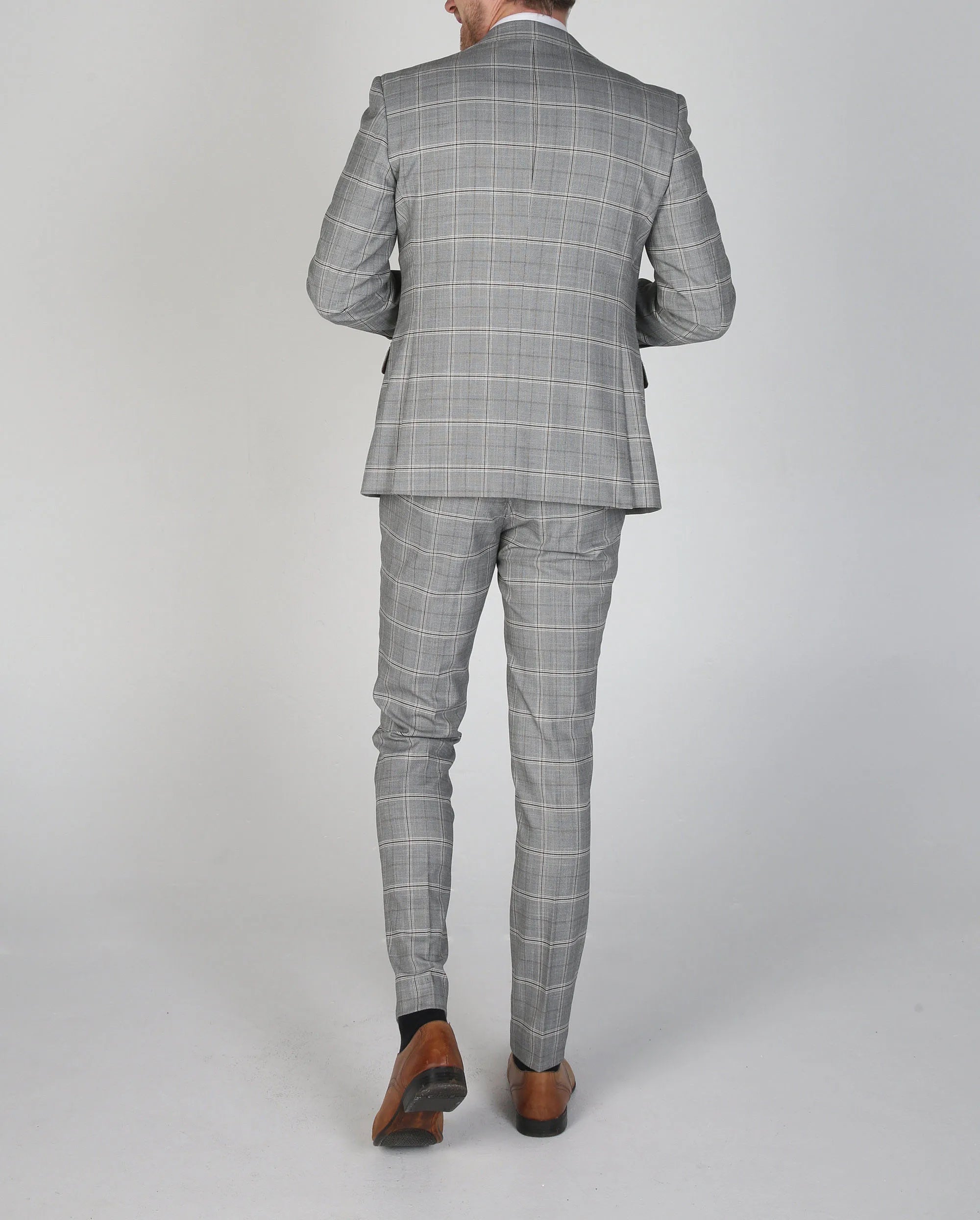 New Men's Suit 3 Pieces Blazer Pants Buckle Work Wool Wear Checkered Wedding Prom Costume