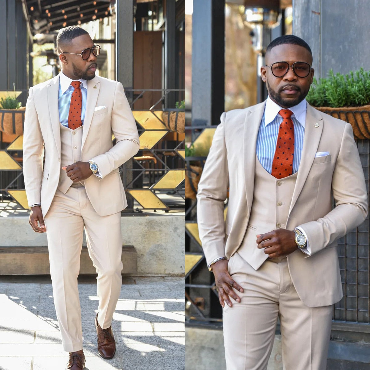 Men's Suit 3 Pieces Blazer Vest Pants One Button Peaked Lapel Formal Work Wear Wedding Groom Formal Tailored
