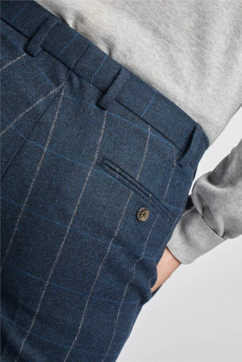 New Men's Suit Two Buttons 2 Pieces Blazer Pants Buckle Work Wool Wear Checkered Wedding Prom Costume