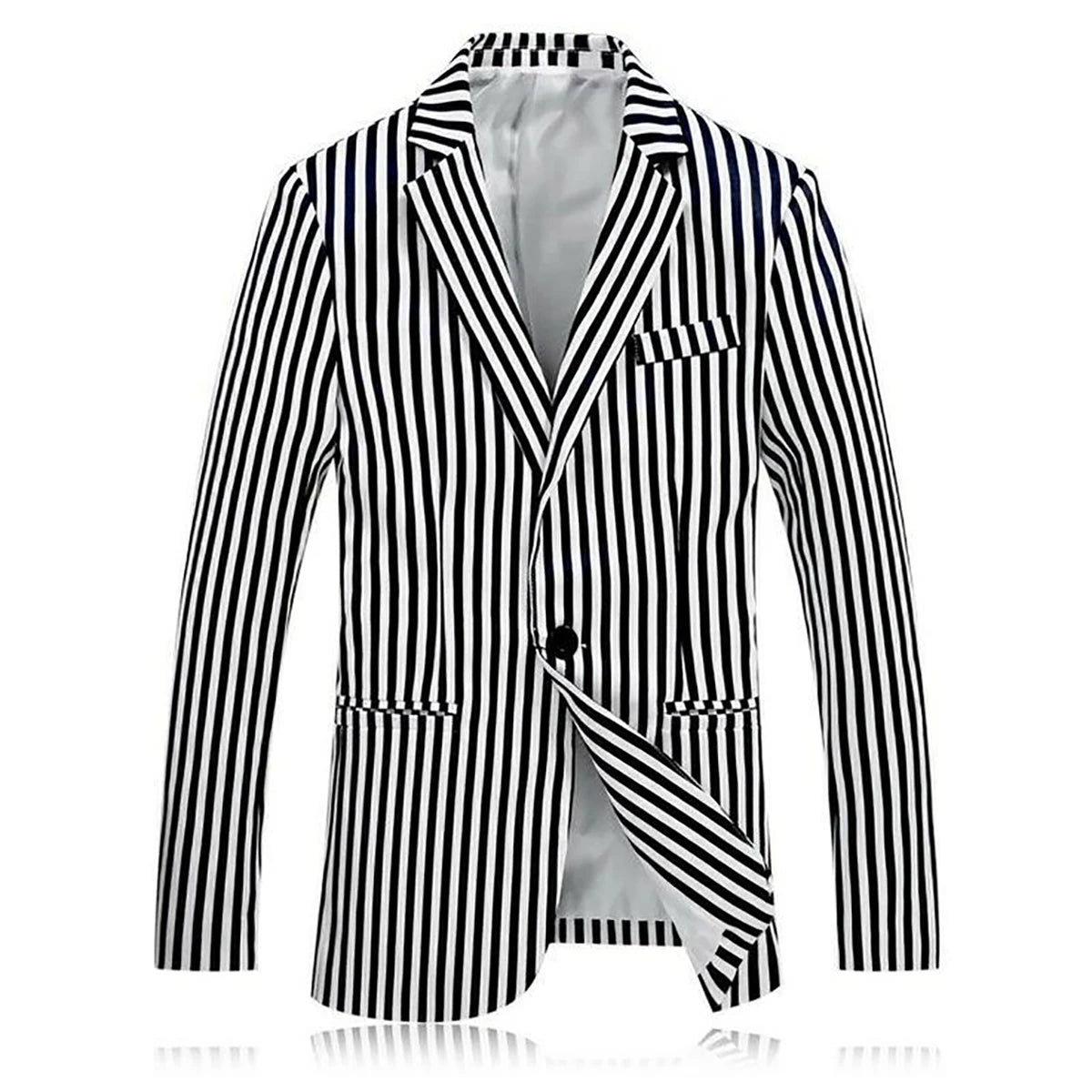 Trajes de hombre a medida de 3 piezas, blazer a rayas, chaleco, pantalón blanco, solapa de pico, un botón, corte entallado, para boda, hecho a medida, talla grande 