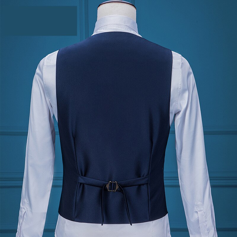 Costumes pour hommes, costumes de mariage pour hommes, col châle, costume 3 pièces, coupe slim, bleu, veste de smoking pour hommes (blazer + pantalon + gilet) 