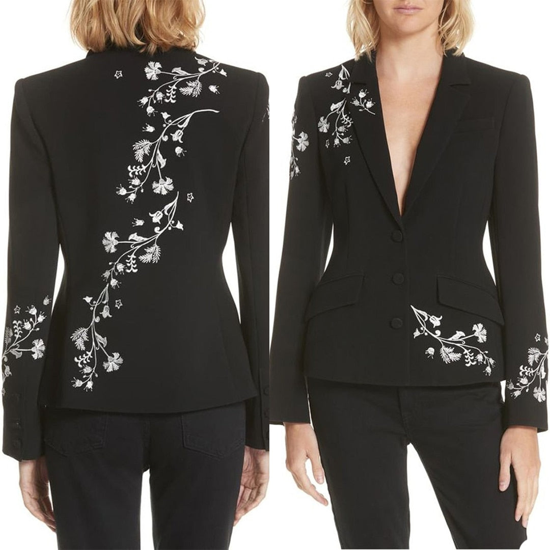 Trajes de mujer con apliques, cuello en V, manga larga, pantalón, traje de fiesta, ropa de boda, 2 piezas 