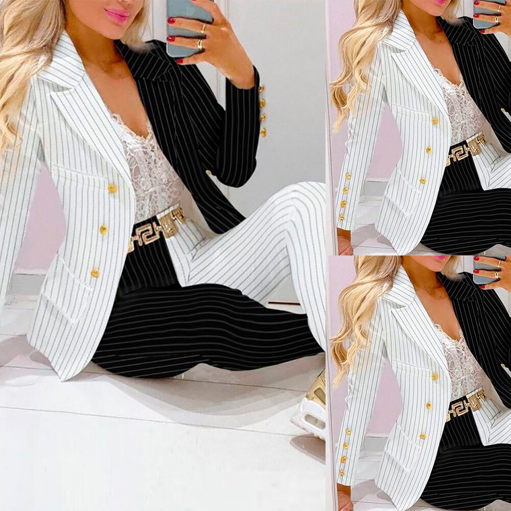 Traje de pantalón para madre de la novia con rayas, único, para mujer, para fiesta de noche formal, ropa de trabajo para boda, 2 piezas 
