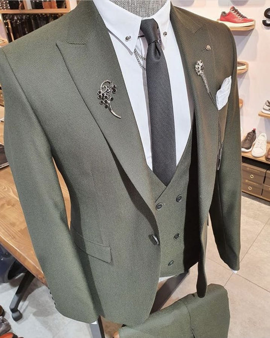 Costume 3 pièces pour homme (veste, pantalon, gilet, cravate) 