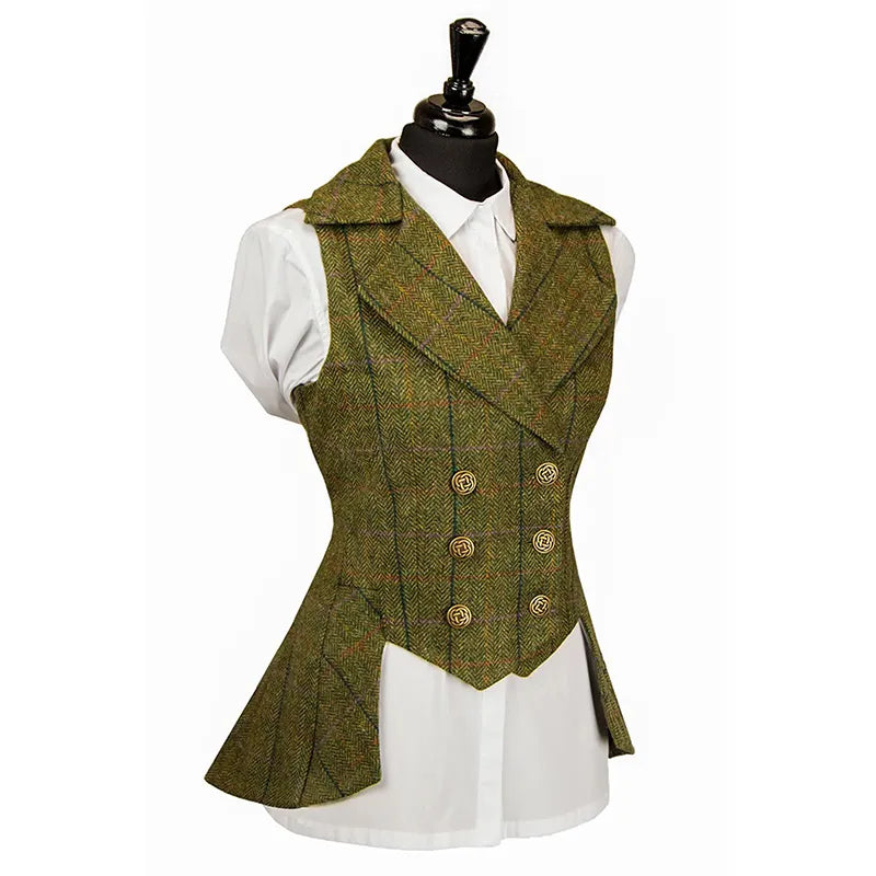 Chaleco de traje para mujer, chaqueta cruzada de tweed con diseño de espiga a cuadros, los mejores abrigos, ropa, Płaszcz 