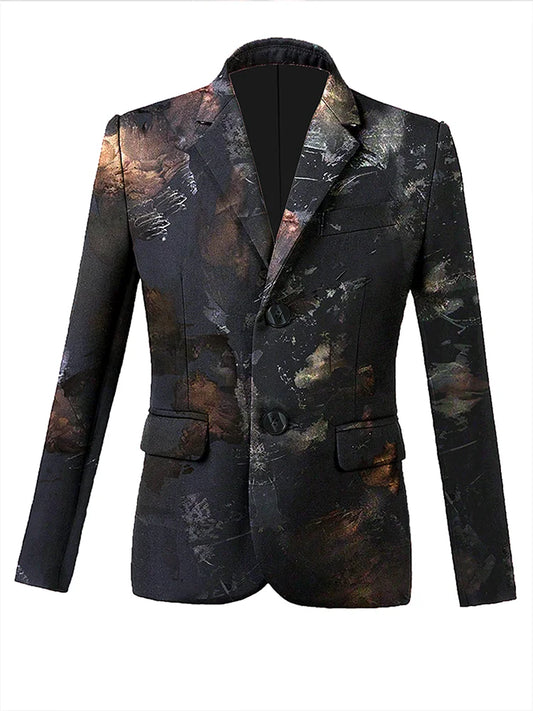 New Printing Small Suit Men Handsome Youth Senior Suit Elegant Business Casual Daily Wea
