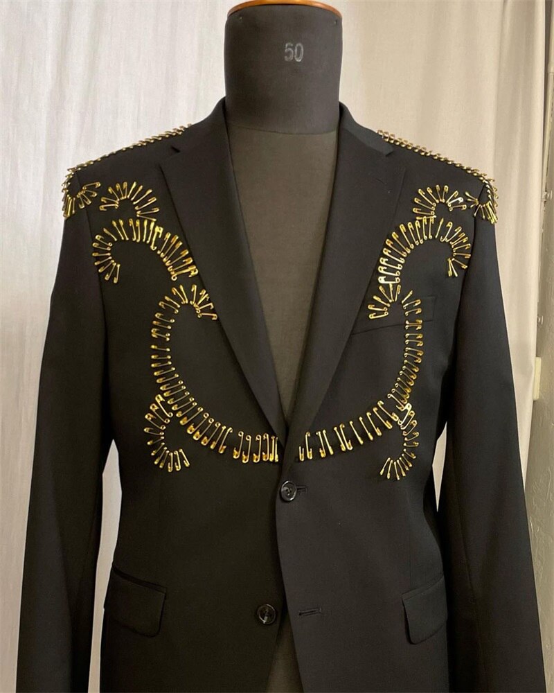Conjunto de traje de 2 piezas para hombre, blazer y pantalón, esmoquin de diseñador para novio, boda, negro, hecho a medida, para fiesta de graduación, abrigo y chaqueta. 
