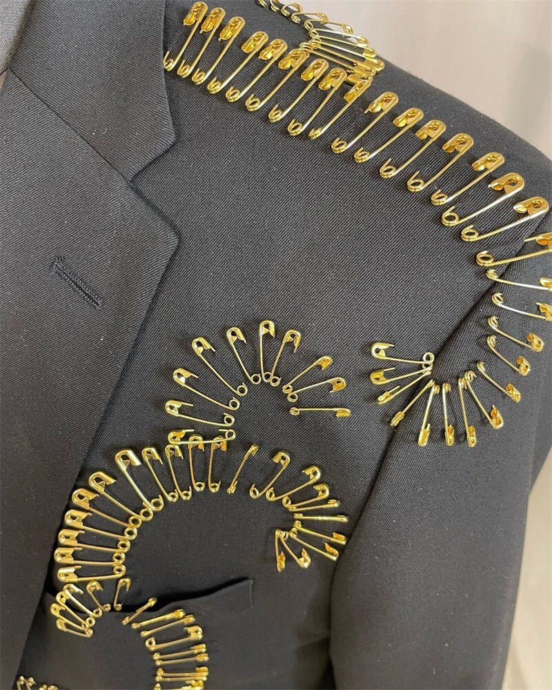 Conjunto de traje de 2 piezas para hombre, blazer y pantalón, esmoquin de diseñador para novio, boda, negro, hecho a medida, para fiesta de graduación, abrigo y chaqueta. 