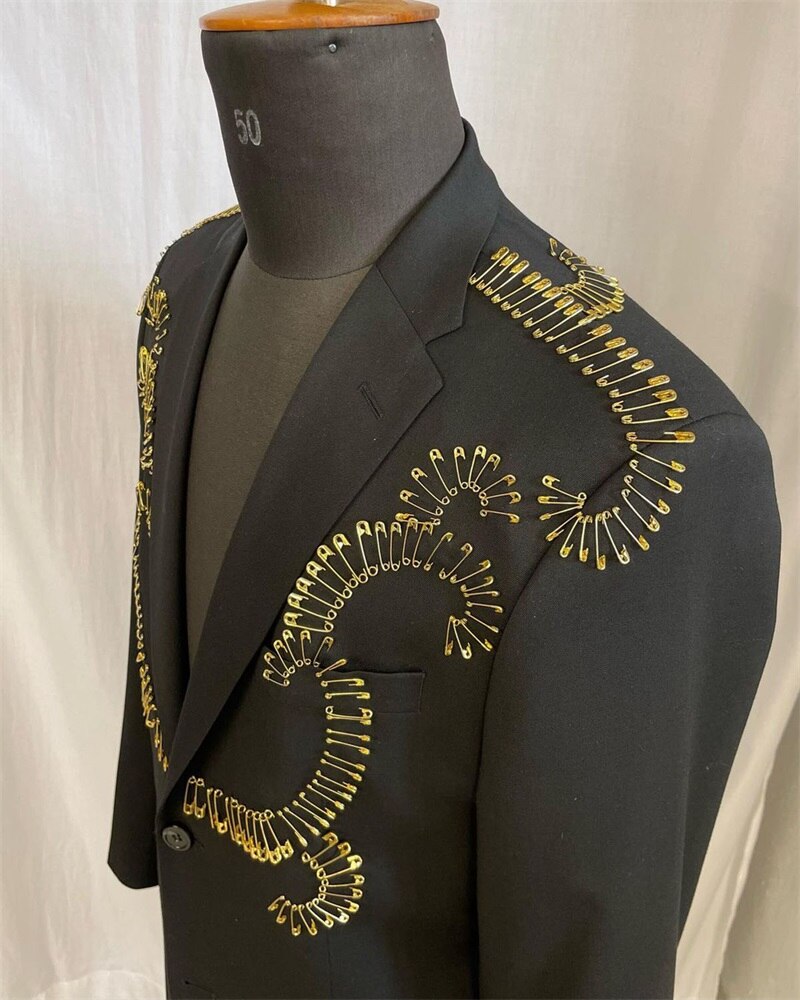 Conjunto de traje de 2 piezas para hombre, blazer y pantalón, esmoquin de diseñador para novio, boda, negro, hecho a medida, para fiesta de graduación, abrigo y chaqueta. 