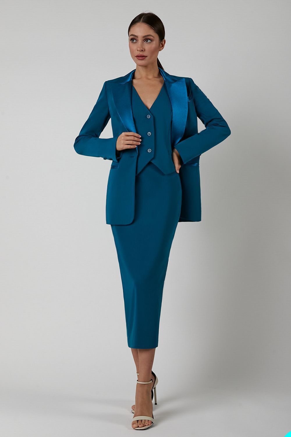 Ensemble blazer et robe pour femme de bureau, cardigan à manches longues, smoking de mariage, pantalon uni, tenue de bureau décontractée 3 pièces 