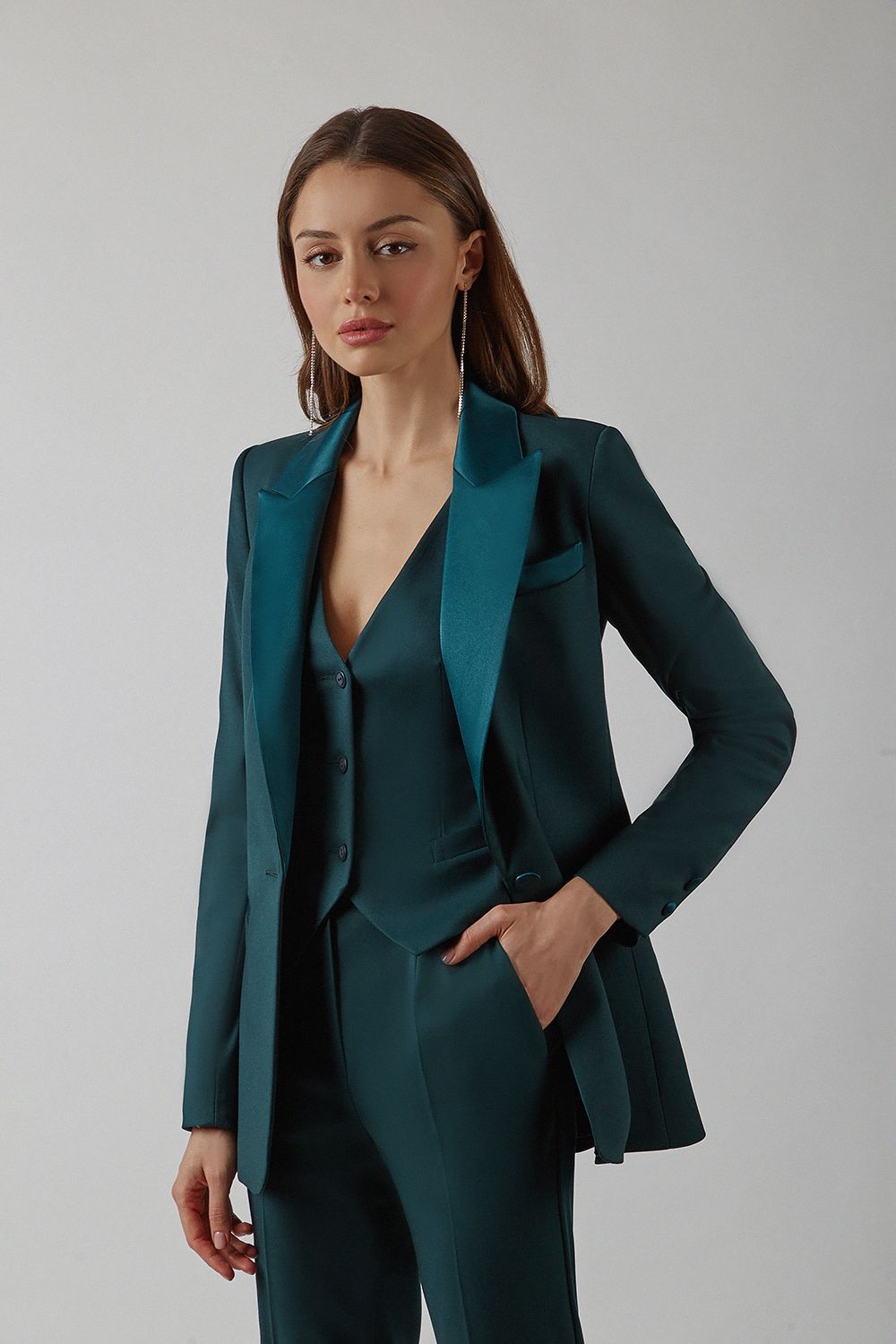 Office Suits Women 3 Pieces Pants Tuxedos Lady Blazer Sets Spring Cardigan Coat Casual Wear