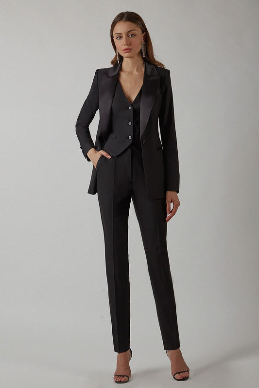 Office Suits Women 3 Pieces Pants Tuxedos Lady Blazer Sets Spring Cardigan Coat Casual Wear
