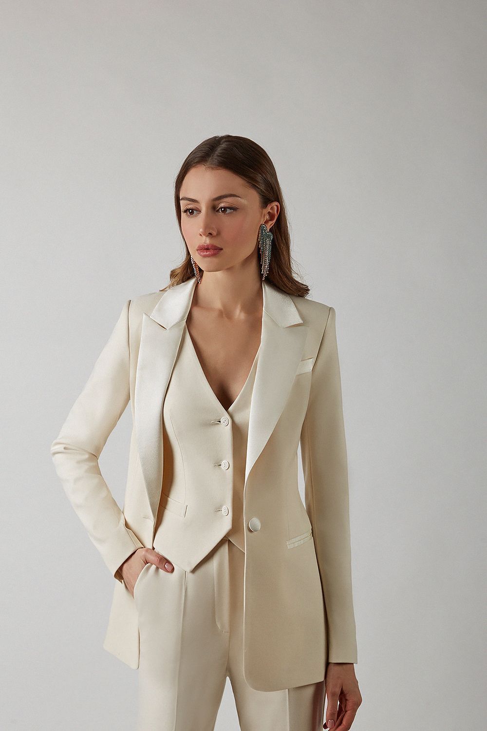 Office Suits Women 3 Pieces Pants Tuxedos Lady Blazer Sets Spring Cardigan Coat Casual Wear