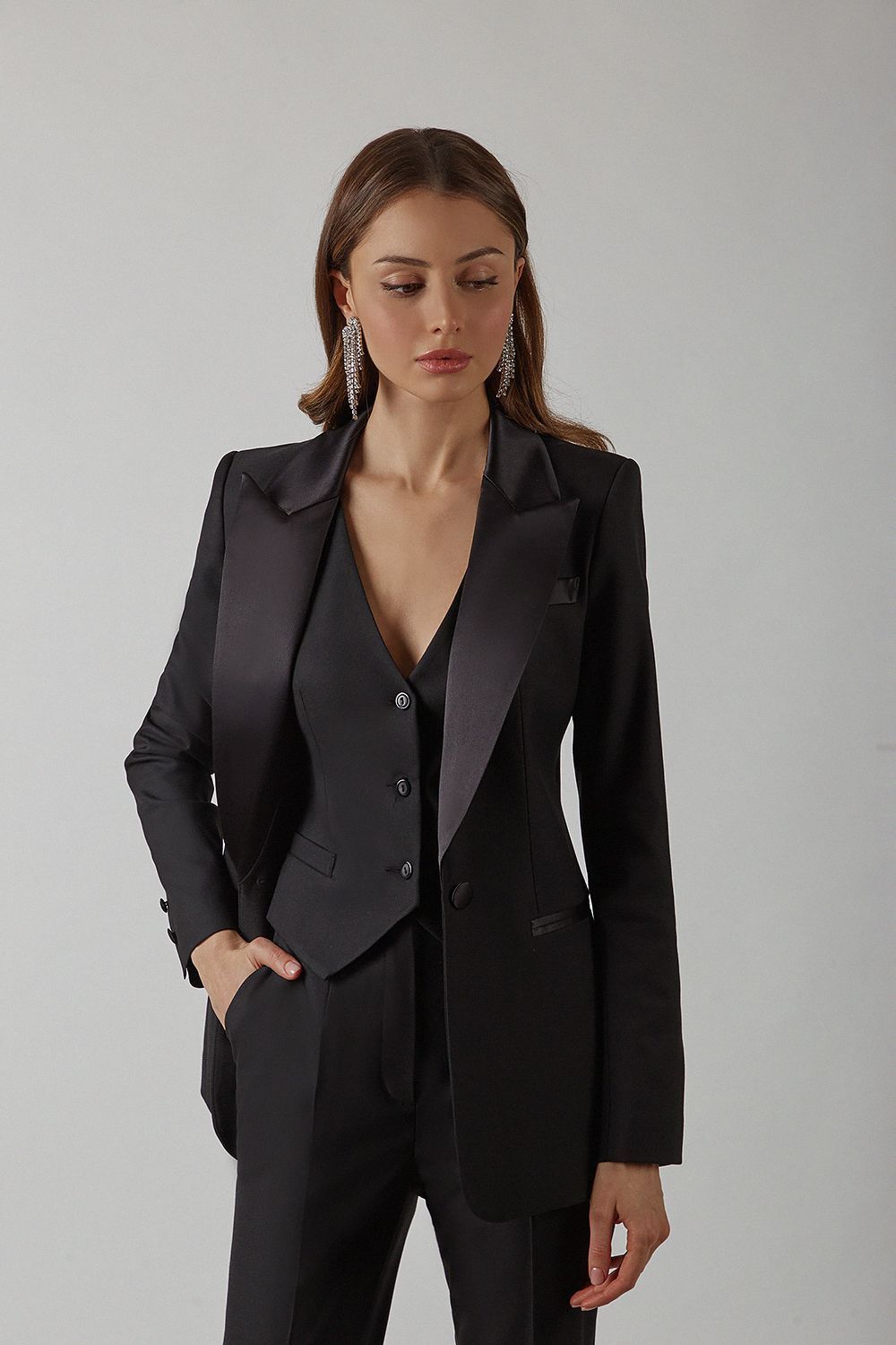 Office Suits Women 3 Pieces Pants Tuxedos Lady Blazer Sets Spring Cardigan Coat Casual Wear
