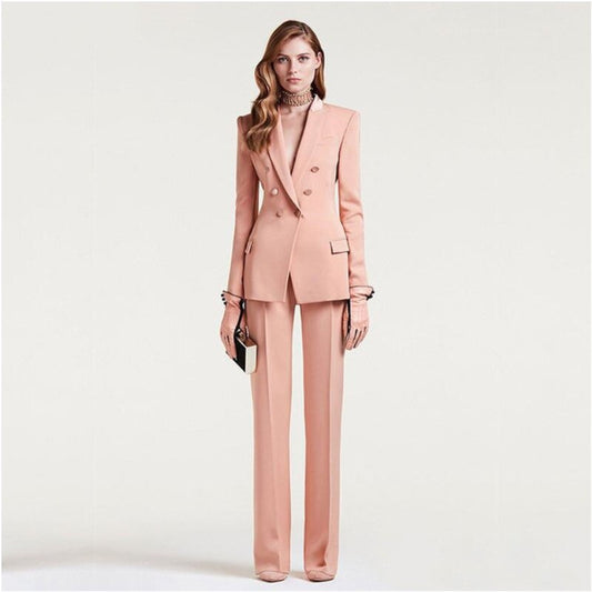 Office Uniform Women's Business Suit Jacket+Pants Ladies Formal Blazer Slim Fit Double Breasted Tuxedo Custom Made 2 Pcs