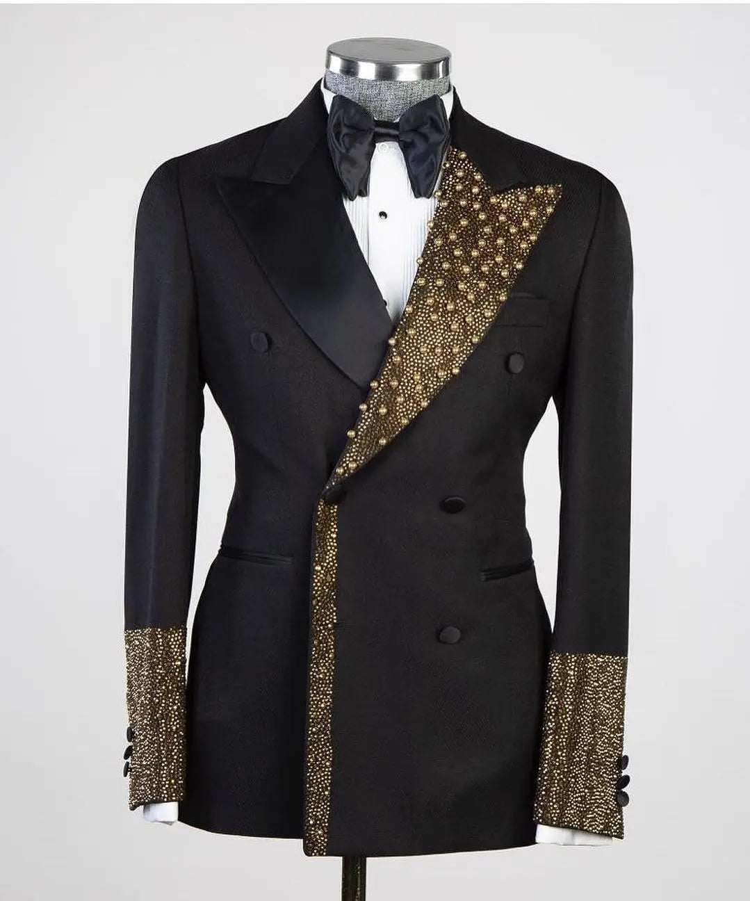Blazer de una pieza para hombre, traje de esmoquin con apliques, un botón, solapa de pico, satén, formal, con perlas, para fiesta, boda, talla grande, a medida