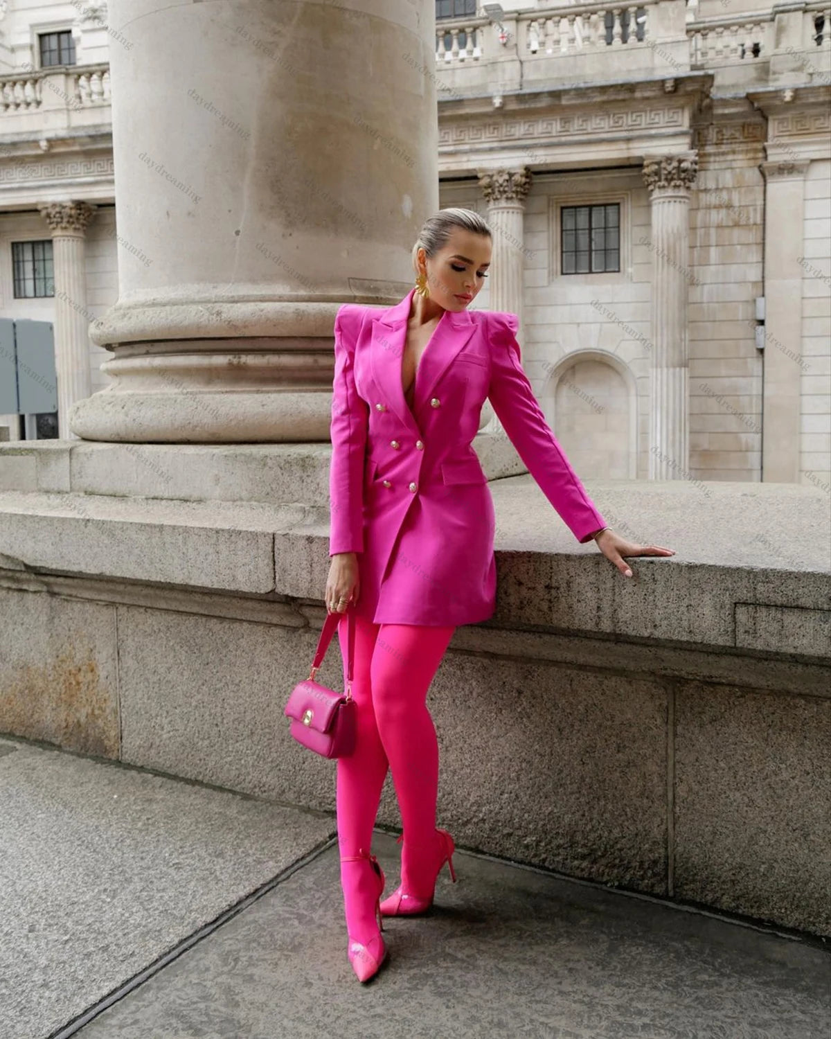 One Piece Women Long Coat Peaked Lapel Double Breasted Blazer Fashion Vintage Casual Slim Fit Suit Set Above Knee Custom Made
