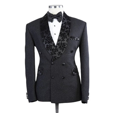 Stylish Floral Lapel Double Breasted Tuxedo Jacket for Men, Custom Fit Formal Suit for Weddings and Parties