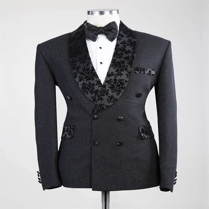 Stylish Floral Lapel Double Breasted Tuxedo Jacket for Men, Custom Fit Formal Suit for Weddings and Parties