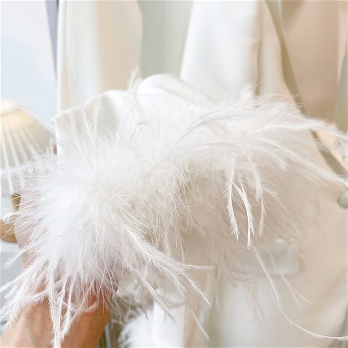 Costume de mère de la mariée en plumes d'autruche pour femme, ensemble 2 pièces, blazer, veste, soirée formelle 
