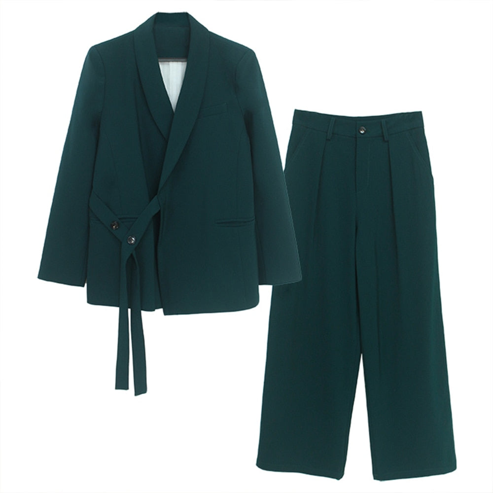 Ensemble de costumes pour femmes 2 pièces, blazer décontracté, veste, pantalon large, vêtements pour femmes d'affaires, tailleurs sur mesure 