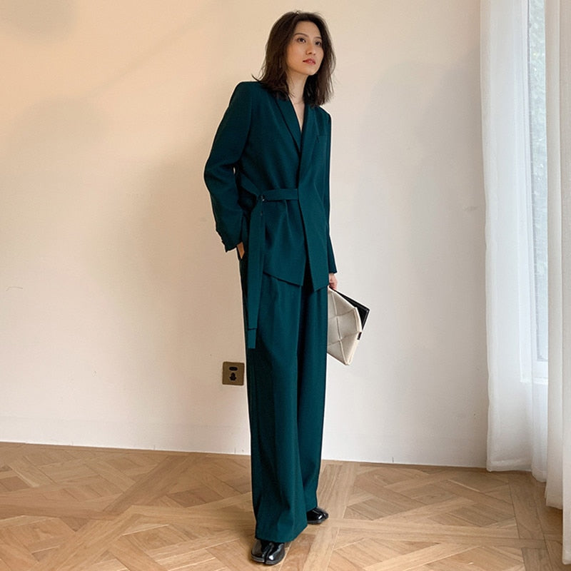 Ensemble de costumes pour femmes 2 pièces, blazer décontracté, veste, pantalon large, vêtements pour femmes d'affaires, tailleurs sur mesure 
