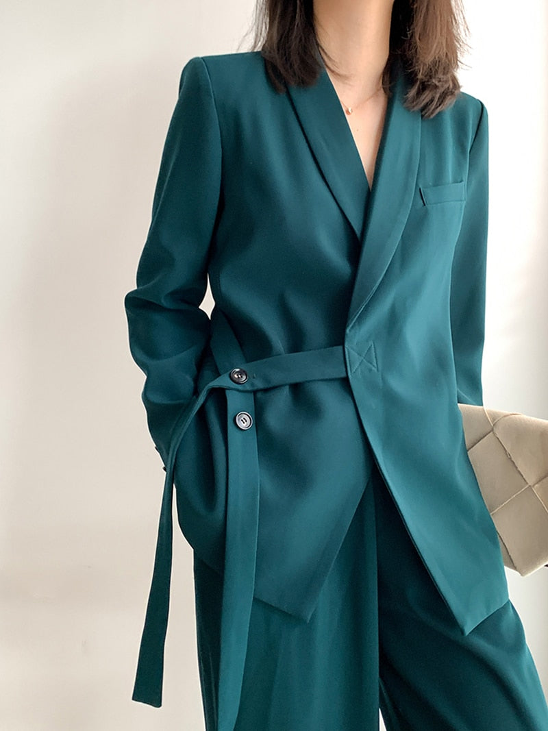 Ensemble de costumes pour femmes 2 pièces, blazer décontracté, veste, pantalon large, vêtements pour femmes d'affaires, tailleurs sur mesure 