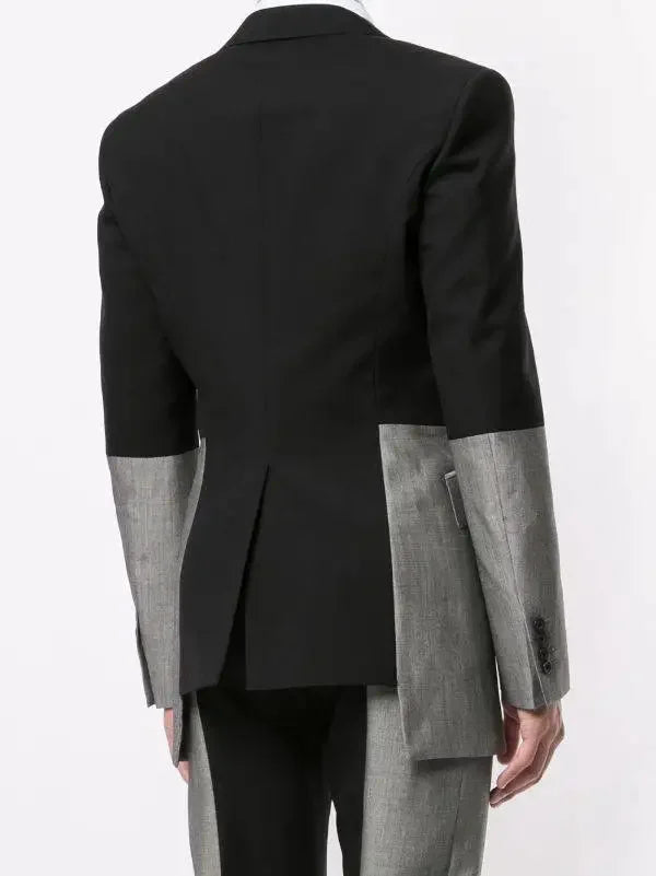 Trajes de hombre de patchwork, conjunto de 2 piezas, esmoquin de boda negro y gris, chaqueta y pantalones, ropa para novio, fiesta de graduación, formal, sastre, blazer y pantalones.
