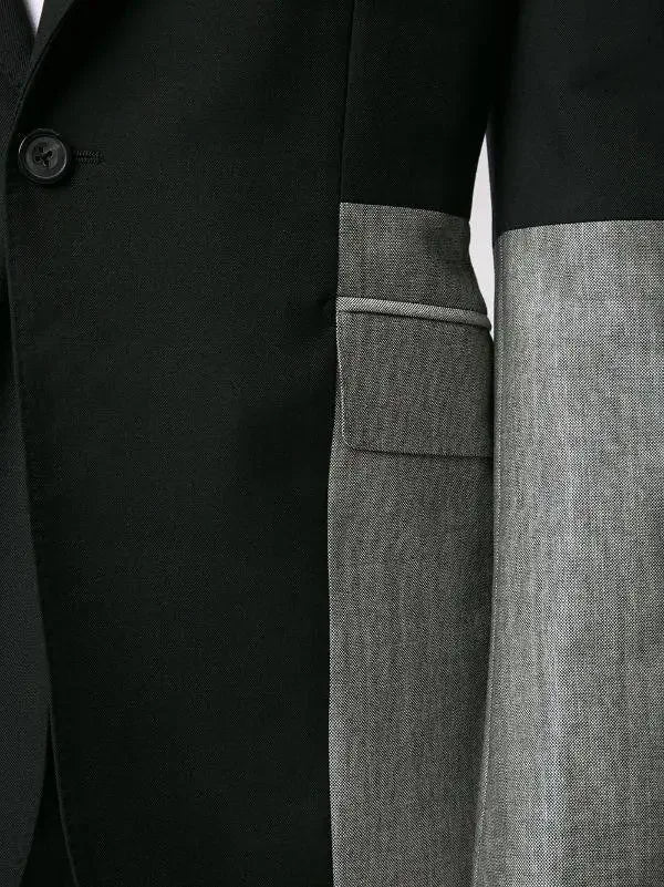 Trajes de hombre de patchwork, conjunto de 2 piezas, esmoquin de boda negro y gris, chaqueta y pantalones, ropa para novio, fiesta de graduación, formal, sastre, blazer y pantalones.