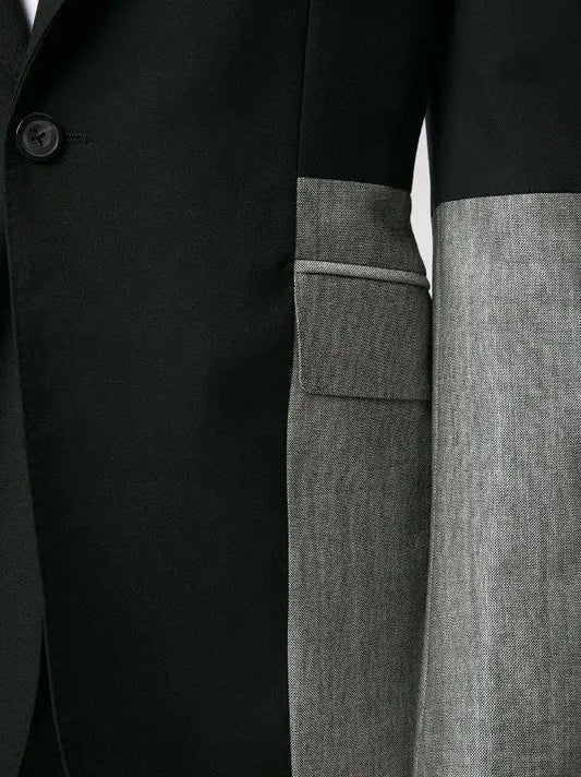 Trajes de hombre de patchwork, conjunto de 2 piezas, esmoquin de boda negro y gris, chaqueta y pantalones, ropa para novio, fiesta de graduación, formal, sastre, blazer y pantalones.