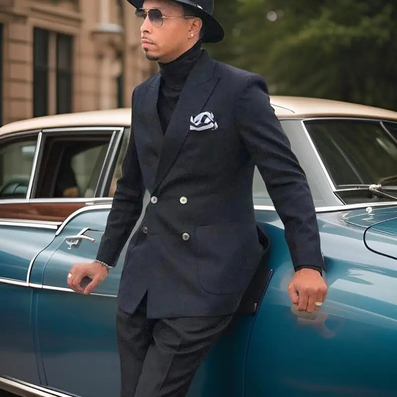 Costume homme à revers crantés avec double boutonnage, coupe fendue, smoking de mariage sur mesure, costume formel d'affaires 2 pièces, veste et pantalon