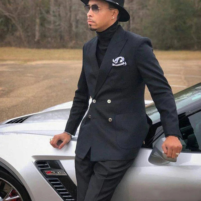 Costume homme à revers crantés avec double boutonnage, coupe fendue, smoking de mariage sur mesure, costume formel d'affaires 2 pièces, veste et pantalon