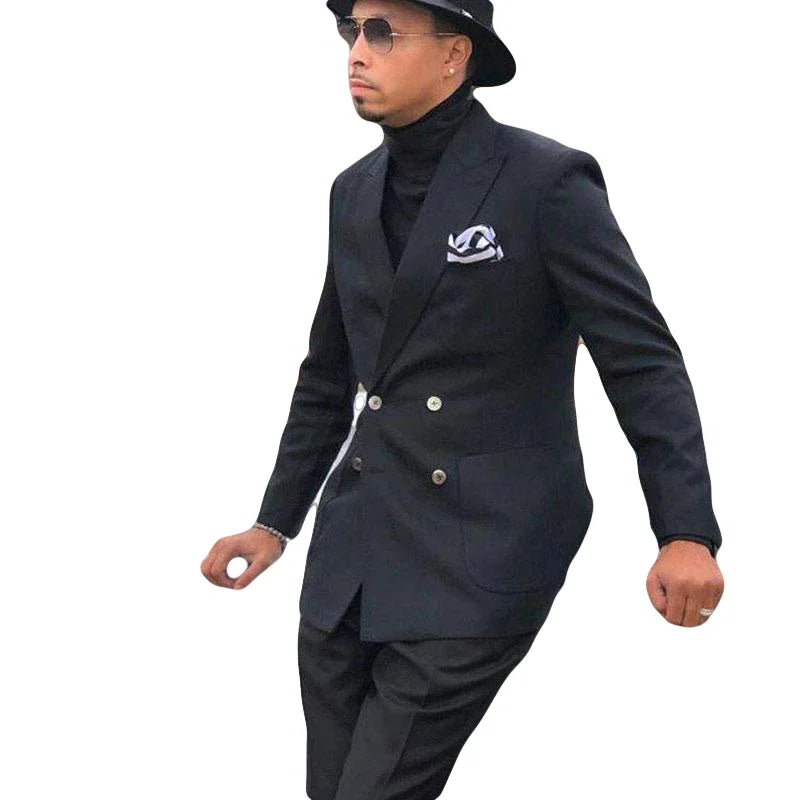 Costume homme à revers crantés avec double boutonnage, coupe fendue, smoking de mariage sur mesure, costume formel d'affaires 2 pièces, veste et pantalon