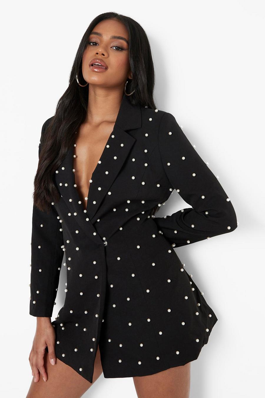 Chaqueta larga con cuentas de perlas para mujer, trajes para damas, para invitados de fiesta de graduación, ropa formal, blazer hecho a medida 