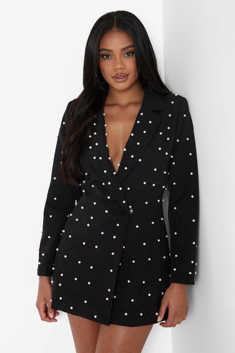 Chaqueta larga con cuentas de perlas para mujer, trajes para damas, para invitados de fiesta de graduación, ropa formal, blazer hecho a medida 