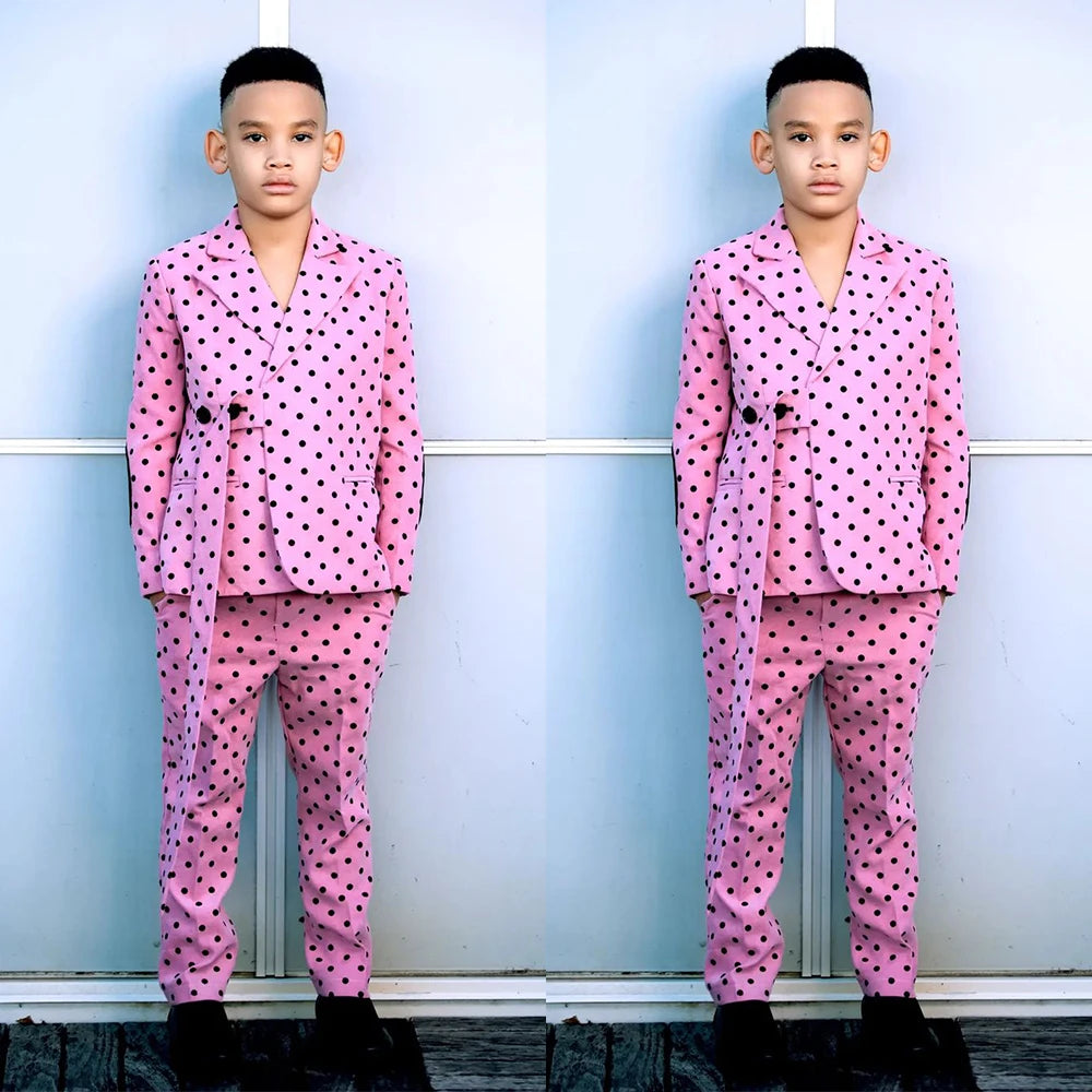 Trajes formales rosas para niño, esmoquin de cena para niños pequeños, para bodas, fiestas, graduaciones, cumpleaños (chaqueta y pantalón) 