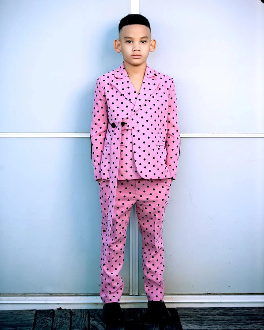 Pink Boy Formal Suits Dinner Tuxedos Little Boys Kids For Wedding Party Prom Birthday Wear (Jacket+Pant)