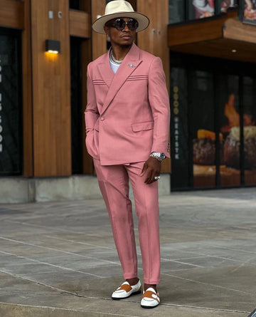 Pink Men's Suits Tailored 2 Pieces Blazer Pants One Button Peaked Lapel Wedding Formal Work Wear Plus Size Tuxedo Custom Made