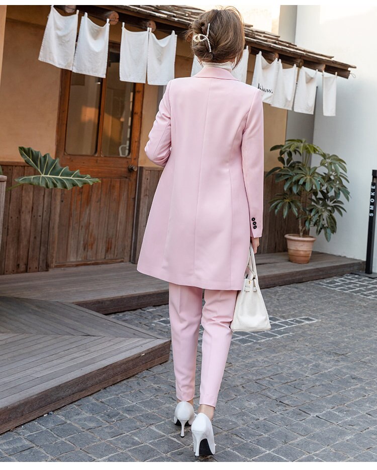 Costume de soirée rose 3 pièces pour femme, coupe slim, pour bal, bureau, smoking, blazer, pour mariage 