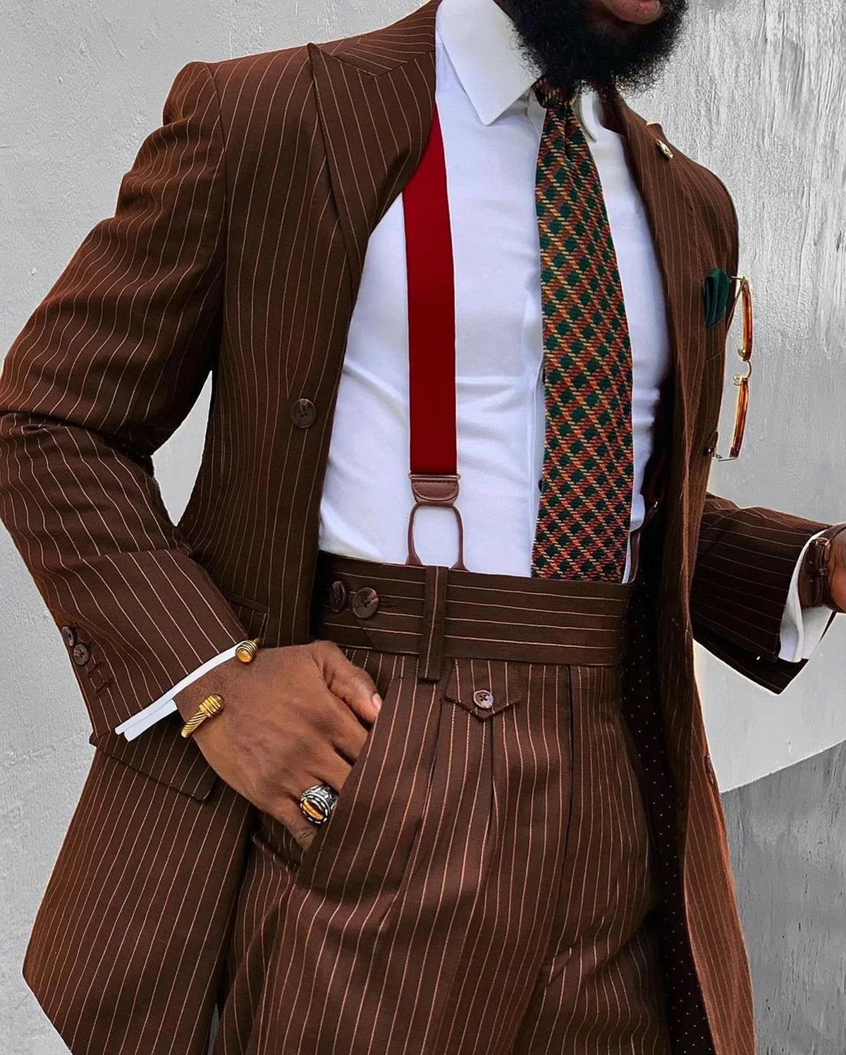 Costumes de mariage à rayures pour hommes, revers en pointe, croisé, smokings d'affaires 2 pièces, veste et pantalon