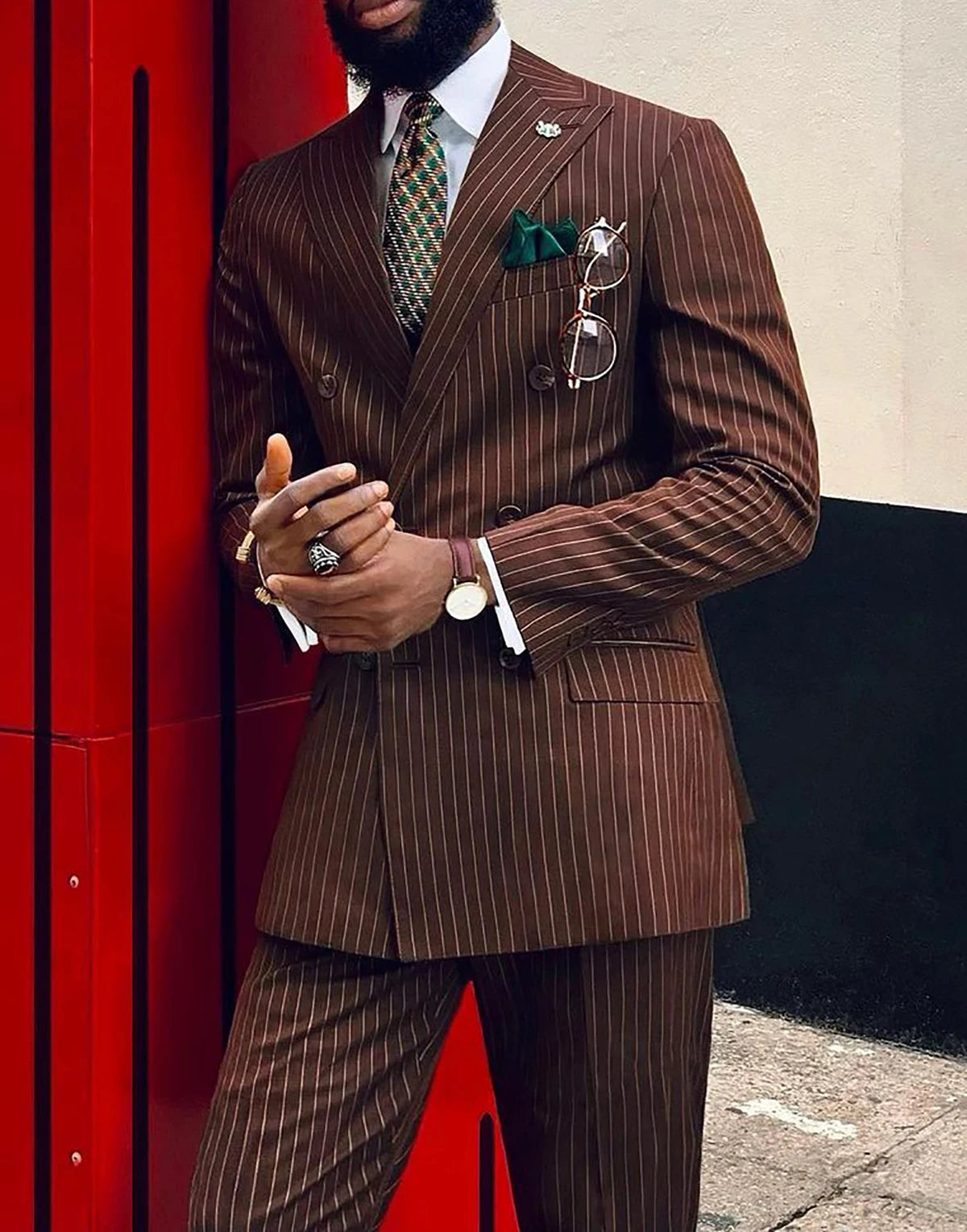 Costumes de mariage à rayures pour hommes, revers en pointe, croisé, smokings d'affaires 2 pièces, veste et pantalon