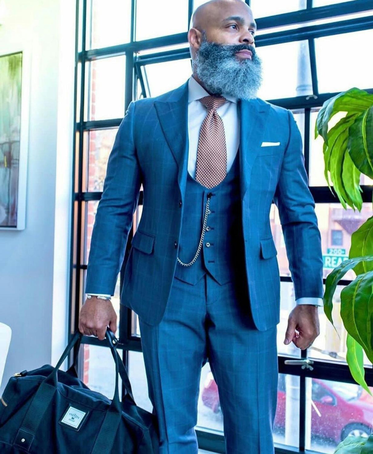 Smoking de mariage bleu à carreaux grande taille, deux boutons, revers pointus, tenue de marié, fête, bal, meilleur costume pour homme (veste + pantalon)