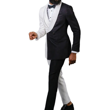 Plus Size Color Matching Wedding Tuxedos Double Breasted men Pants Suits Men Prom Party Formal Outfit (Jacket+Pants)