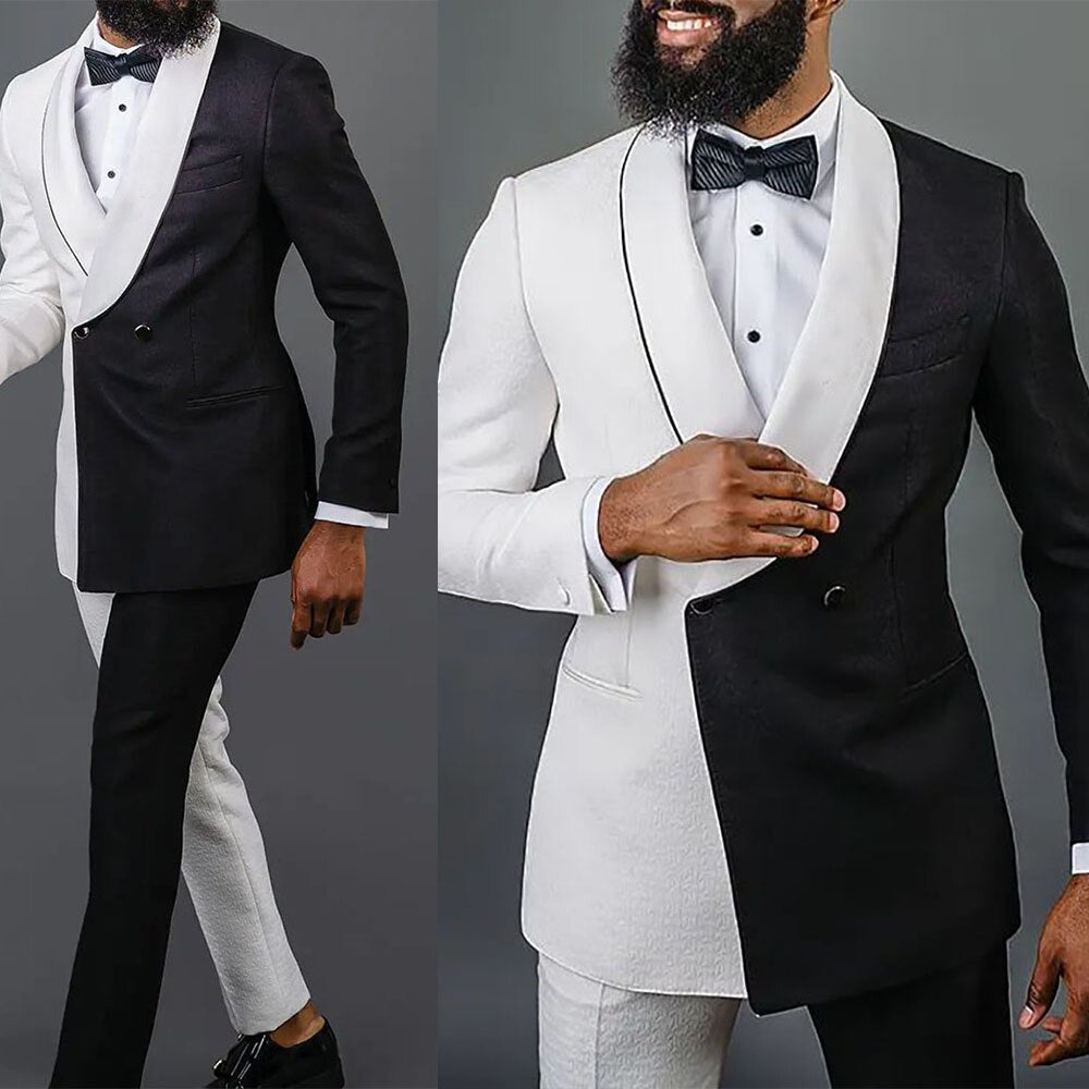 Smoking de mariage grande taille, couleur assortie, croisé, pantalon pour homme, tenue de bal de promo (veste + pantalon) 