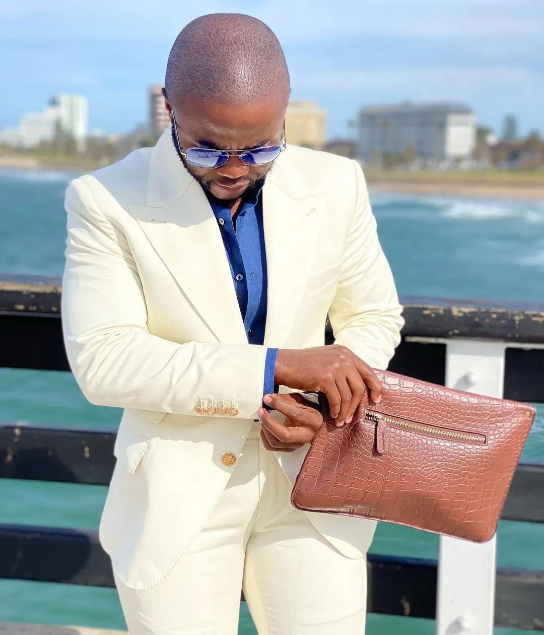 Plus Size Ivory Men Pants Suit 2 Pieces Soild Color Groom Tuxedos Peaked Lapel Prom Party Blazer (Jacket+Pants)