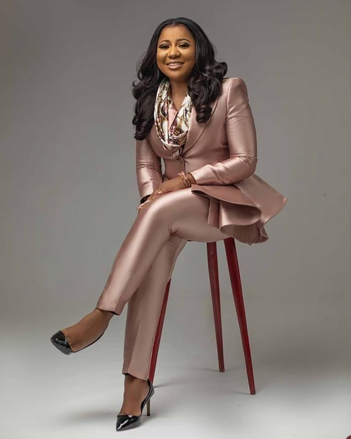 Plus Size Mother of the Bride Suits 2 Pieces Satin Slim Women Prom Formal Wear Tuxedos Blazer For Wedding(Jacket+Pants)