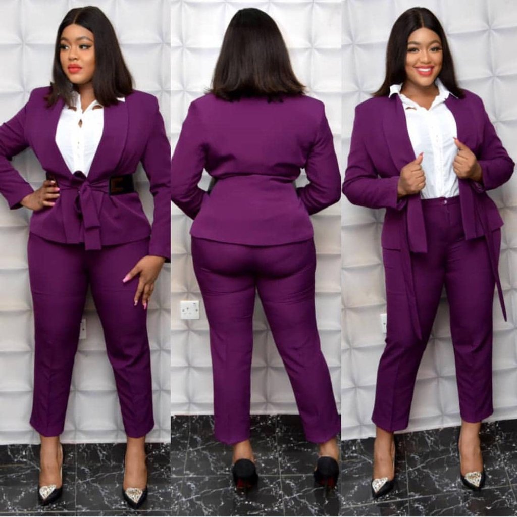 Plus Size Purple Blazer Suits Sets with Belt Mother of the Bride Prom Party Guest Bridal Wedding Wear Jacket+Pants