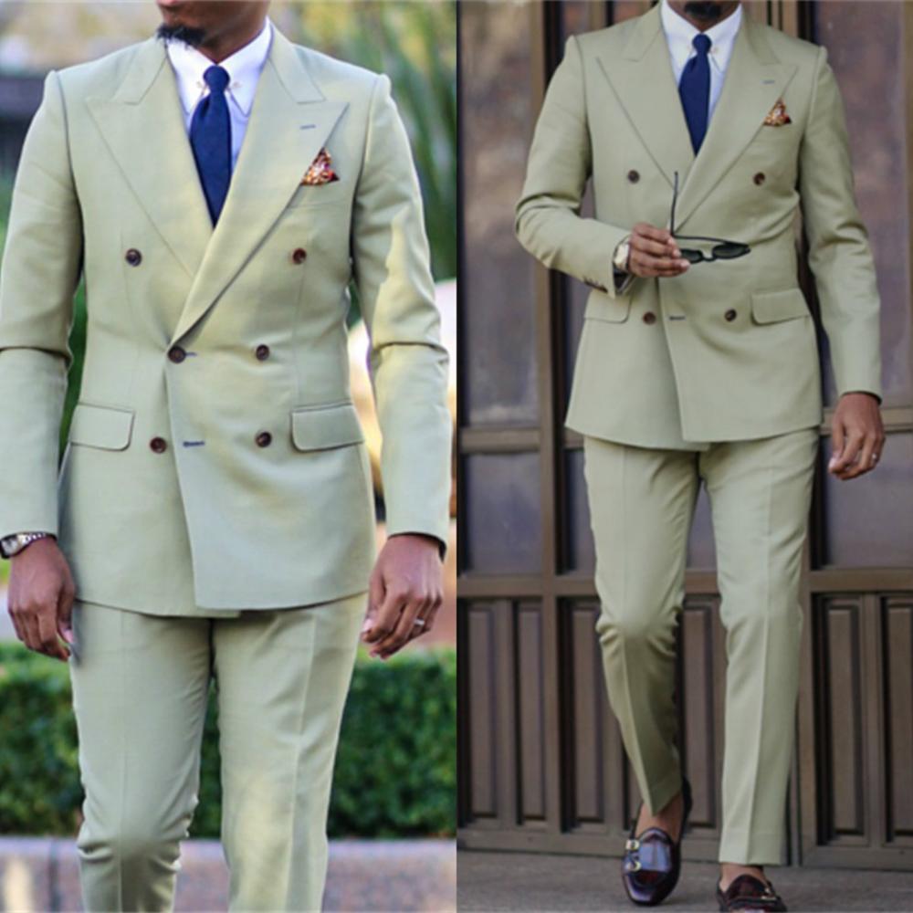 Smoking de mariage grande taille, croisé, revers pointus, tenue de marié, fête, bal, meilleur costume pour homme (veste + pantalon)