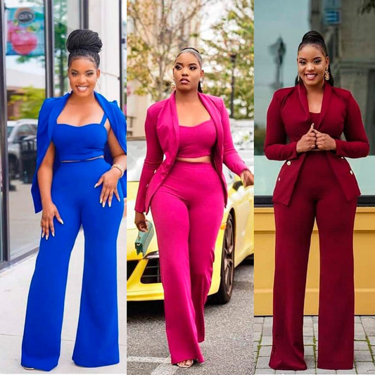 Plus Size Women Blazer Suits Power Slim Fit Stretchy Evening Party Robe Outfit Wedding Wear 2 Pieces