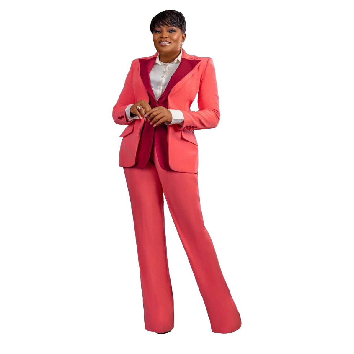 Plus Size Women Pants Suits For Wedding Custom Made High Waist Long Sleeve Evening Wear 2 Pieces